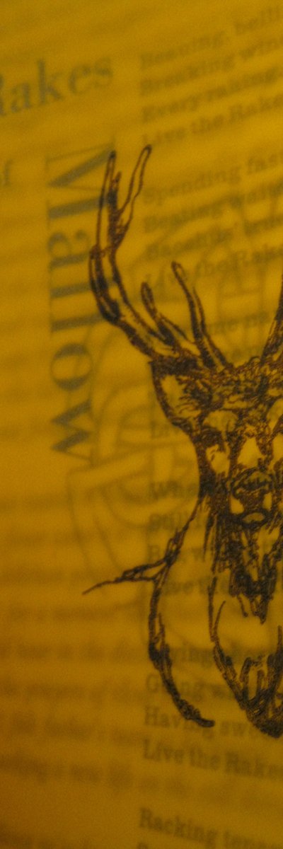 Sláinte - A Hand Printed and Hand Bound Book of Traditional British Folk Songs created using Metal Moveable Type and Stereotype Plates/Cliché Plates - Stag Illustration - Bookmaking by Imogen Smid and Anouk Essers